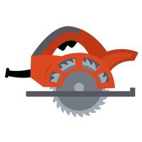 Flat illustration of a circular saw for construction, woodworking, and home renovation projects. vector