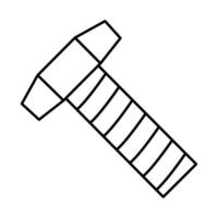 Hand drawn doodle illustration of a hexagonal bolt with a threaded shaft, simple outline vector