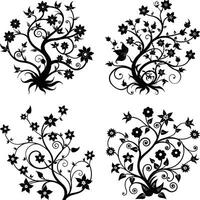 Floral Bundle Decorative Black Flower Graphics Scalable Assortment for Illustration and Projects vector
