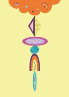Abstract Geometric Design with Rainbow and Cloud vector