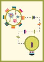 Conceptual Illustration of an Electrical Circuit with a Lightbulb and Gear vector