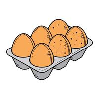Eggs in a tray on a white background vector