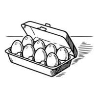 An illustration of eggs in a box vector