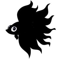 Silhouette of a betta fish with elegant, flowing fins. A minimalist and artistic representation of the popular aquarium fish, perfect for logo design, tattoo art, decals, and decorative purposes vector