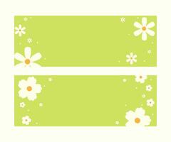 Horizontal green floral background with copy space and white blossoms. illustrations set for spring designs, invitations, and natural themes vector