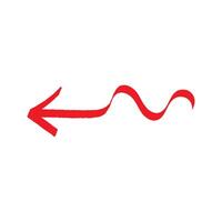Hand drawing of left arrow sign. wavy arrow sign sketch with red color vector