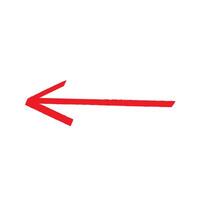 Hand drawn red arrow. Sketch of a guide sign with crayon or charcoal texture. vector