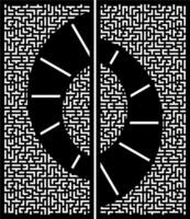 Intricate Maze and Circular Design in Black and White vector