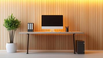Warm Tones Minimalist Office Design photo