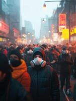Urban Congestion Highlighted by Visible Exhaust and Smog photo