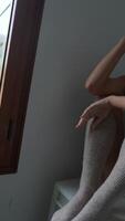 A contemplative mood while gazing out the window in a serene and peaceful environment video