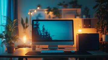Night Time Productivity Scene photo