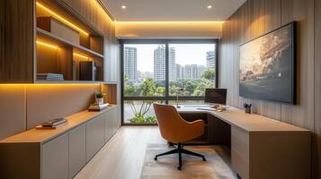 Modern Home Office Gentle Atmosphere photo