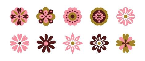 Geometric floral drawing. Pattern element. Folk, ethnic motif. Scandinavian ornament, icon, symbol. Botanical illustration. vector