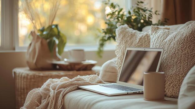 Serene Modern Laptop Setting photo