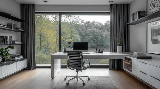 Modern Monochrome Workspace Design photo
