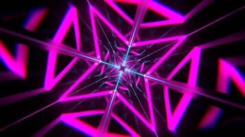 Cyan Pink and Orange Mirrored Geometric Flashing Corridor Background VJ Loop in 4K video