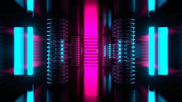 Cyan and Pink Alien Strobe Corridor with Vertical Portal Background VJ Loop in 4K video