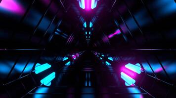 Cyan and Pink Fantasy Science Corridor with Flashing Lights Background VJ Loop in 4K video