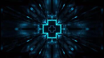 Cyan and Pink Cybernetic Corridor and Luminous Figured Frames Background VJ Loop in 4K video