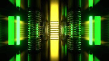 Green and Yellow Alien Strobe Corridor with Vertical Portal Background VJ Loop in 4K video