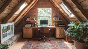 Tranquil Attic Office Design photo