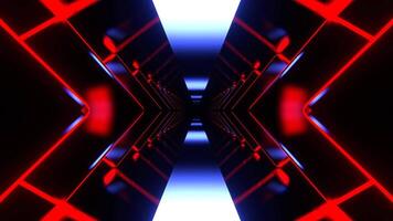 Blue and Red Sci-Fi Neon Corridor with Rhombus Background VJ Loop in 4K video