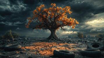 Stormy Atmosphere Highlighting Pollution and Drought photo