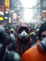 Exhaust Fumes and Neon Signs Defining Urban Life Today photo