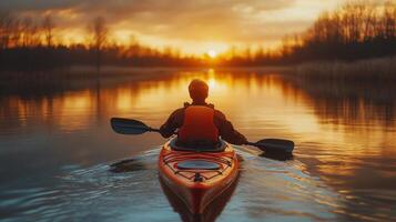 Peaceful Kayaking Moments at Spring Sunset photo