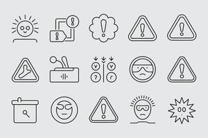 Set Of Diverse Danger And Warning Outline Icons With Different Elements vector