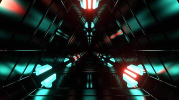 Turquoise and Red Fantasy Science Corridor with Flashing Lights Background VJ Loop in 4K video