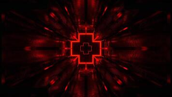Turquoise and Red Cybernetic Corridor and Luminous Figured Frames Background VJ Loop in 4K video