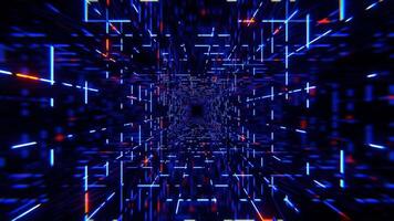 Blue and Orange Simple Square Cyber Tunnel Background VJ Loop in 4K video