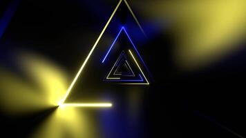 Yellow and Blue Beautiful Neon Triangular Tunnel Background VJ Loop in 4K video