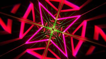Pink and Green Mirrored Geometric Flashing Corridor Background VJ Loop in 4K video