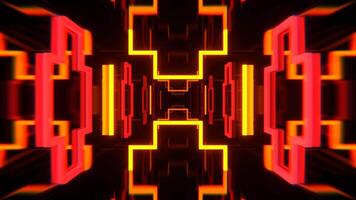 Red and Orange Neon Tunnel with Flashing Geometric Shapes Background VJ Loop in 4K video