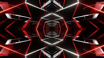 Red and White Abstract Geometric Neon Corridor Background VJ Loop in 4K video