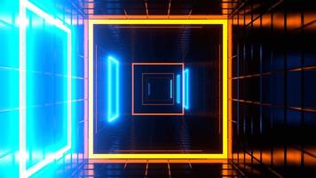 Blue and Orange LED Dynamic Square Strobe Tunnel Background VJ Loop in 4K video