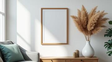 blank vertical frame in a minimalist interior setting photo
