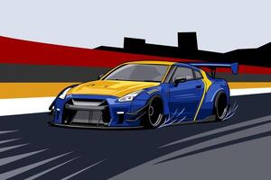street race car with background design concept art vector