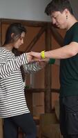 A Couple Enjoying a Dance Together in a Cozy and Comfortable Indoor Setting Filled with Warmth video