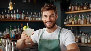 A skilled bartender carefully crafting a refreshing cocktail showcasing their expertise in the art of mixology photo
