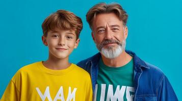 An elderly man with a kind expression providing guidance and support to a young boy fostering a positive relationship and inspiring the child s growth and confidence photo