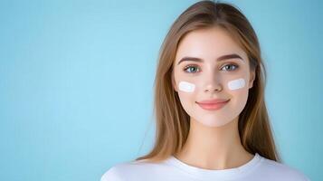 Portrait of a young woman with a glowing healthy complexion applying skincare products as part of her daily beauty routine photo