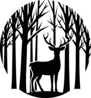 Silhouette of a deer in a forest vector