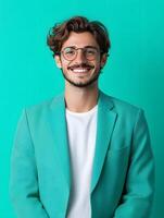 Smiling young man in a formal suit photo