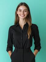Cheerful assistant manager posing for a portrait photo