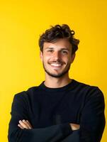 Confident young or film producer with a warm friendly smile photo