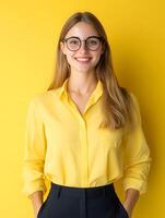 Portrait of a young smiling teaching assistant photo